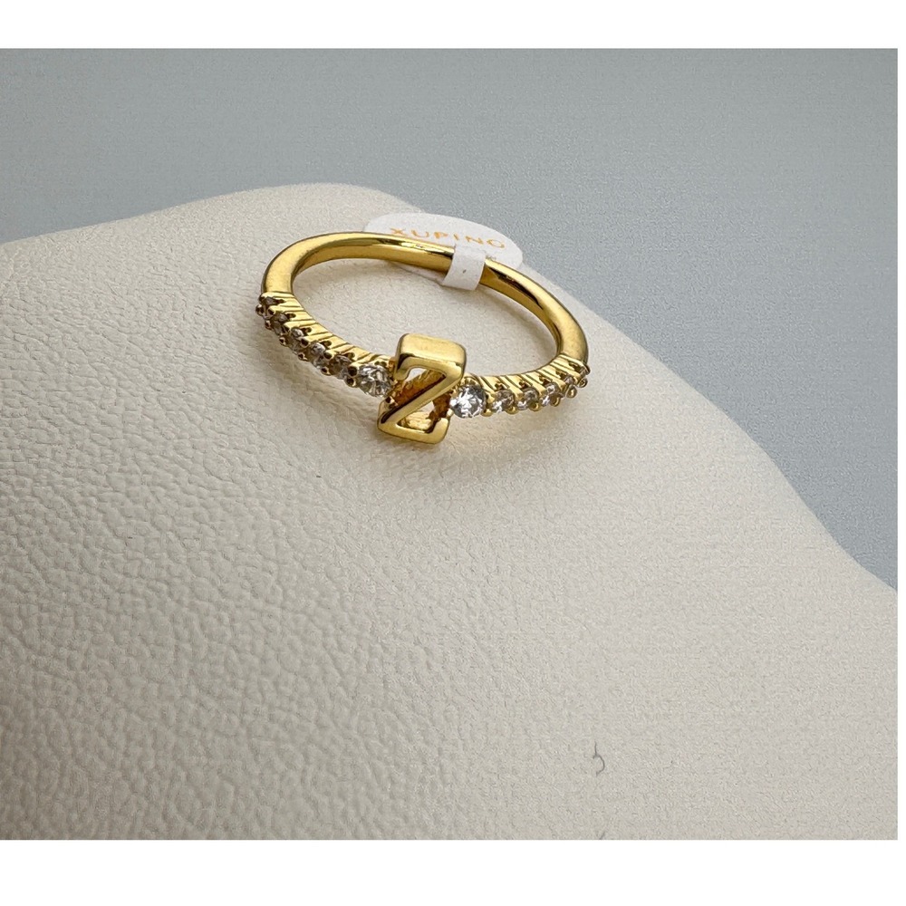 Xuping Jewelry Gold Tone Letter Z‎ Initial Ring Cubic Zirconia Accent Band